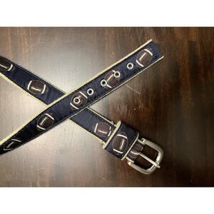 Boys Sz 10-12 Gymboree “JUNIOR LINEBACKER” Football Woven BELT Navy Blue & Brown